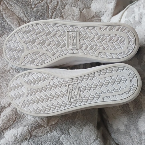 White and Coverse Gold Star Sneakers - Picture 6 of 11
